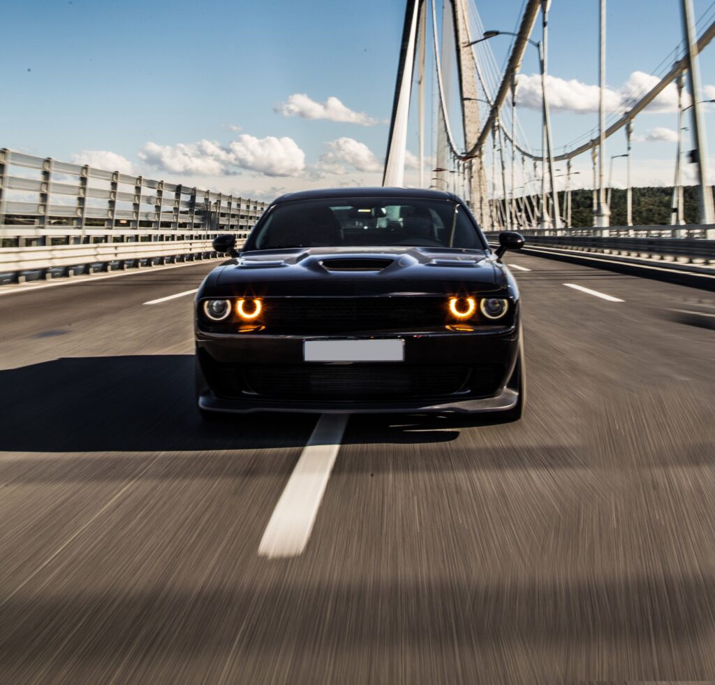 Car driving on a bridge